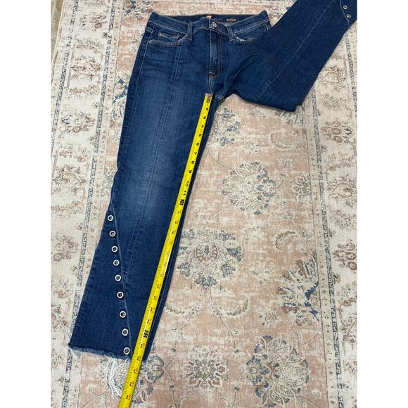 7 For All Mankind Edie Straight Leg Jeans Size 27 Raw Hem Eyelet Detail - Picture 8 of 10